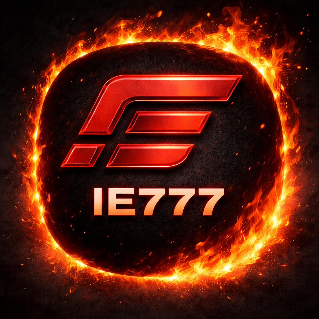 IE777 game official red logo fire theme