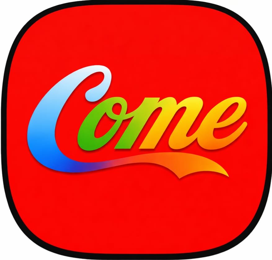 Come Game online gaming app logo with red background – play and win rewards